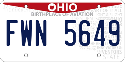 OH license plate FWN5649