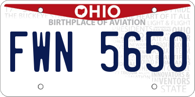 OH license plate FWN5650