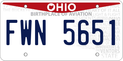 OH license plate FWN5651