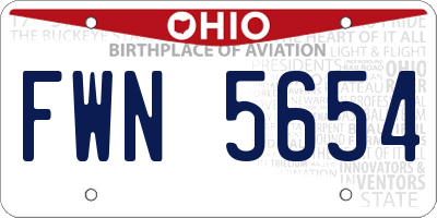 OH license plate FWN5654