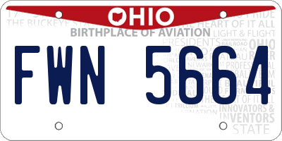 OH license plate FWN5664