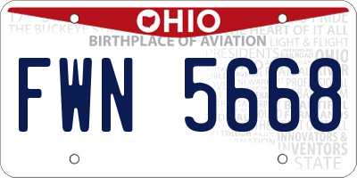 OH license plate FWN5668