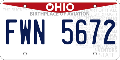 OH license plate FWN5672