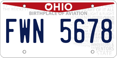OH license plate FWN5678