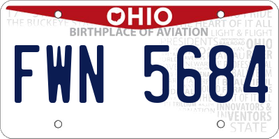 OH license plate FWN5684