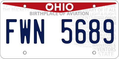 OH license plate FWN5689