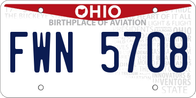 OH license plate FWN5708