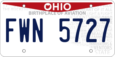 OH license plate FWN5727