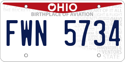 OH license plate FWN5734