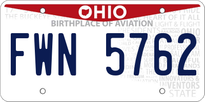 OH license plate FWN5762