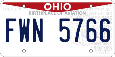 OH license plate FWN5766