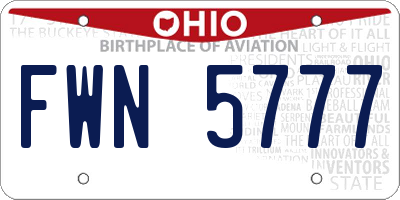 OH license plate FWN5777