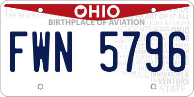 OH license plate FWN5796