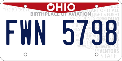 OH license plate FWN5798