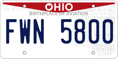 OH license plate FWN5800