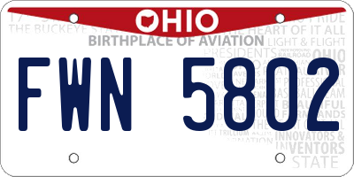 OH license plate FWN5802