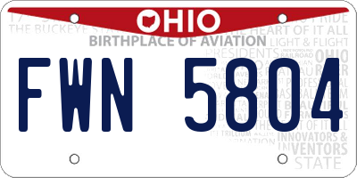 OH license plate FWN5804