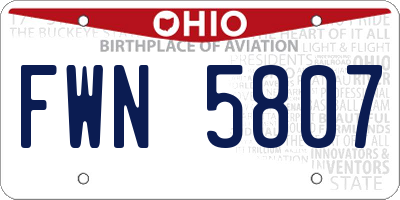 OH license plate FWN5807