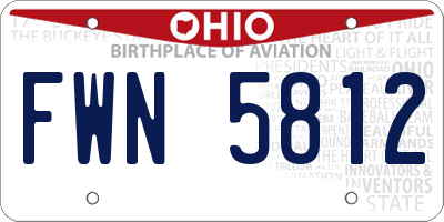OH license plate FWN5812
