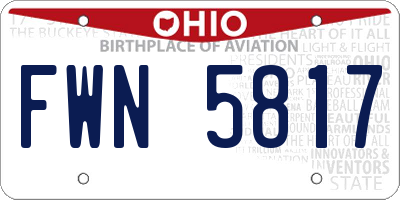 OH license plate FWN5817