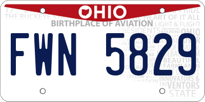 OH license plate FWN5829
