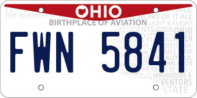 OH license plate FWN5841