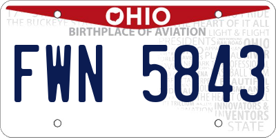 OH license plate FWN5843
