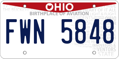 OH license plate FWN5848