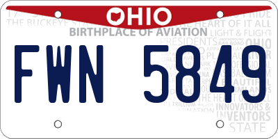 OH license plate FWN5849