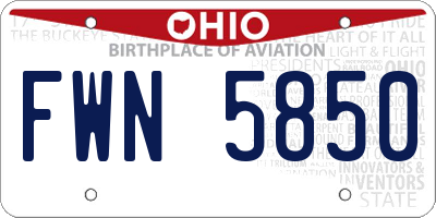 OH license plate FWN5850