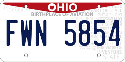 OH license plate FWN5854