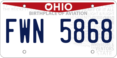 OH license plate FWN5868