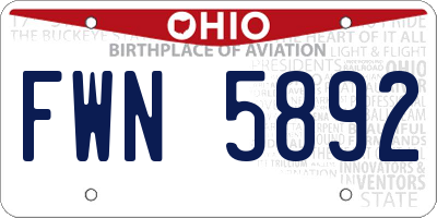 OH license plate FWN5892