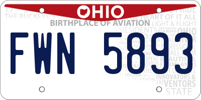 OH license plate FWN5893