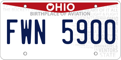 OH license plate FWN5900