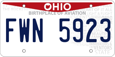 OH license plate FWN5923