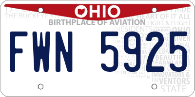 OH license plate FWN5925