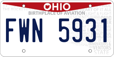 OH license plate FWN5931