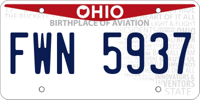 OH license plate FWN5937