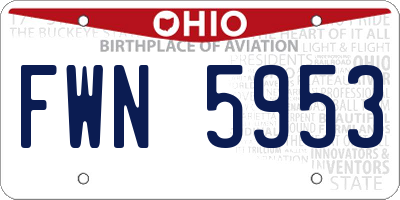 OH license plate FWN5953