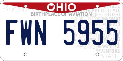 OH license plate FWN5955
