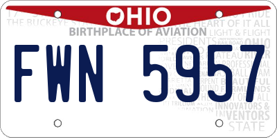 OH license plate FWN5957