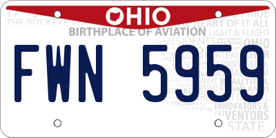 OH license plate FWN5959