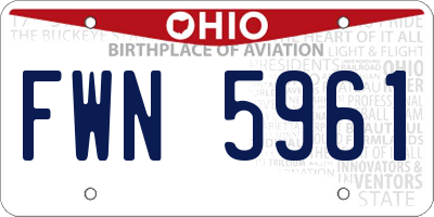 OH license plate FWN5961