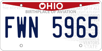 OH license plate FWN5965