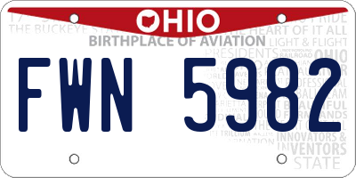 OH license plate FWN5982