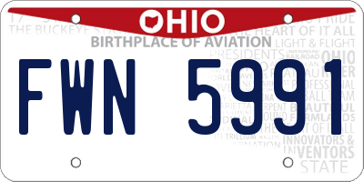OH license plate FWN5991