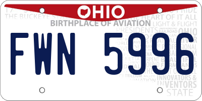 OH license plate FWN5996