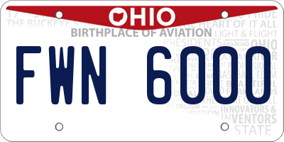OH license plate FWN6000