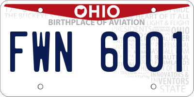 OH license plate FWN6001